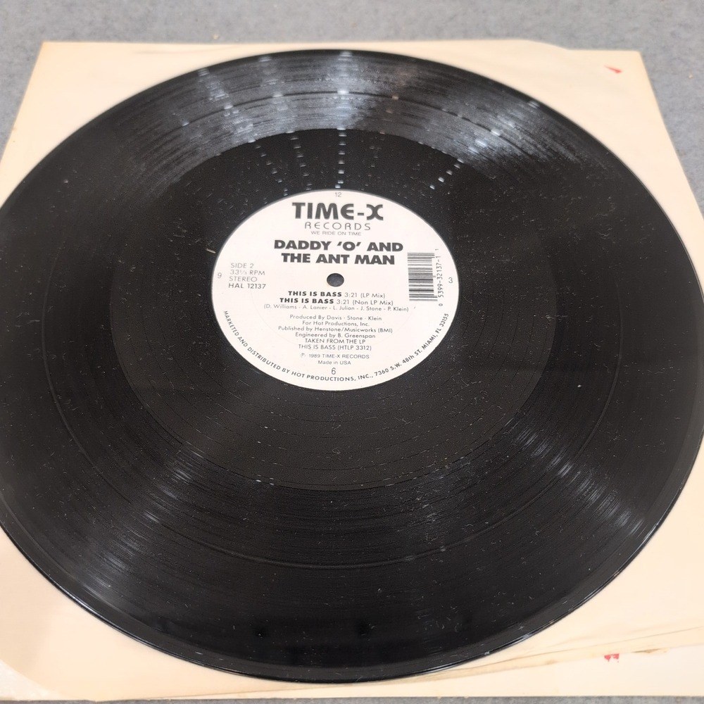 Daddy 'O' and The Ant Man This Is Bass 12" Vinyl Single 1989 Time-X HAL 12137 - Picture 4 of 5